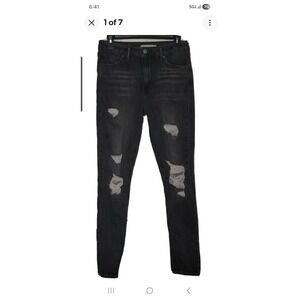 LEVIS‎ 721 Women's 29 Gray Distressed High Rise Skinny Jeans Grunge  Thrashed
